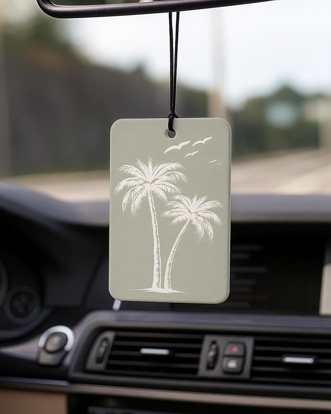 Sage Green Coastal Car Air Freshener 4 Pcs Coconut Scented, Nautical Bikini Cowgirl Car Accessories Mirror Decor for Women, Girly Beachy Hanging Air Freshener for Cars Closet Drawer Books