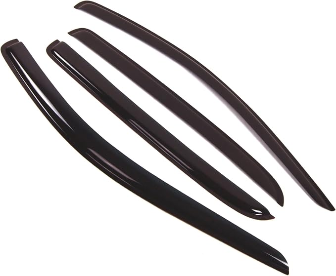 WD2-131 Dark Smoke 4 Pcs Set Window Visor (Outside Mount) Deflector Rain Guard Compatible with 2006-2009 Dodge Ram 2500 3500 Mega Cab