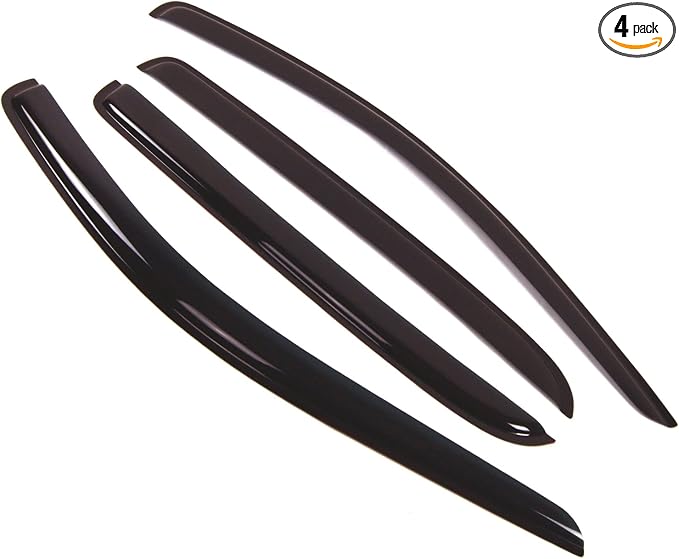 Outside Mount Window Vent Visors Rain Guards Compatible with Dodge Ram 2500 Mega Cab 2006-2009 | Side Window Wind Deflectors Rain Shields | Smoke Tinted, 4 Pcs Set, DGWV-131