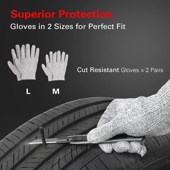 Tire Plug Repair Kit, Heavy Duty Car Emergency Tool Kit for Flat Tire Puncture Repair, 80 Pcs Value Pack, Tire Patch Kit fit for Autos, Cars, Motorcycles, Trucks, RVs, etc.