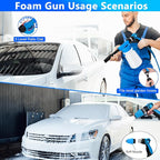 Car Wash Kit, Car Detailing Kit with Foam Gun, Car Wash Brush Mop and Large Folding Bucket Suitable for Car Cleaning, Blue Car Wash Set Gift for Men and Women