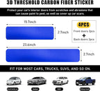 4 PCS Car Door Sill Protectors, Anti Scratch Carbon Fiber Auto Threshold Cover Strips, Decorative Door Entry Edge Scuff Sticker Universal for Most Vehicles, Car Accessories (Blue 3D)