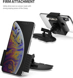 2 in 1 CD Slot Car Phone Holder Mount One Touch Premium Adjustable Phone Grip Strong Magnet Clip Cradle for Universal Smartphone - Black