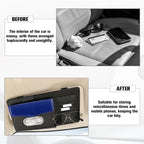 Car Sun Visor Organizer, Carbon Fiber Visor Glasses Tissue Card Holder Storage Pocket Pouch, Multifunctional Auto Sunshade Organizer Case Bag for Pens Documents Napkin, Universal Fit (Blue)