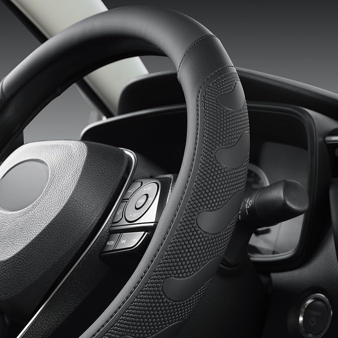 Car Steering Wheel Cover for Toyota RAV4,Camry,Highlander,Corolla,Prius,Tacoma,Standard Size - Black