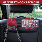 2PCS Leather Car Seat Hooks for Headrest, Vehicle Hanger Storage Organizer Universal for Handbag Purse, Car Accessories Gift (Red-Black)