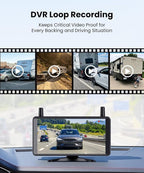 2 Solar Wireless Backup Camera: Dual Antenna for Stable Live View | 1Min Quick Install, 6" Dual-Split Screen with 1080P Color Night Vision, Long Battery Rechargable for Car Truck Trailer