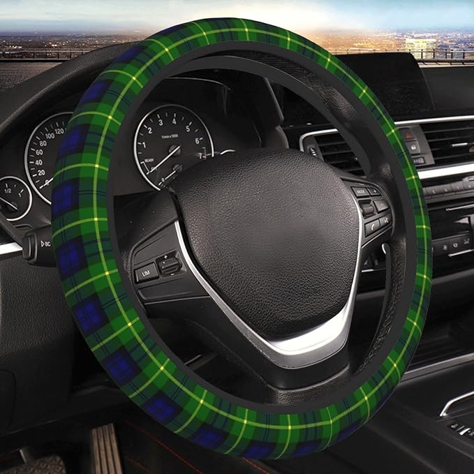 Thickened Elastic Steering Wheel Cover, Gordon Scottish Plaid Printed Tartan Ultra, Soft, Breathable, Fit for Cars, SUVs, Trucks, Stylish Comfortable Grip