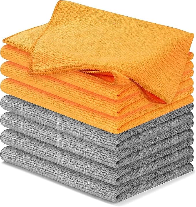 Microfiber Cleaning Cloth - 8 Pcs 12"x11" - High Performance - 1200 Washes, Ultra Absorbent Towels Weave Grime & Liquid for Streak-Free Mirror (Pack of 8)