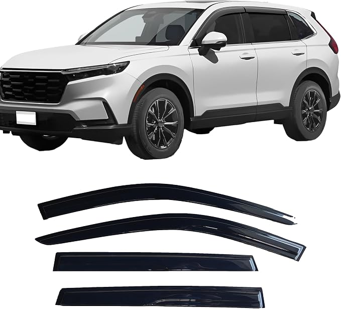 4PCS Tape-On Window Deflectors Rain Guards for 2023-2025 Honda CRV(CR-V) | Exterior Window Visors for CR-V 23-25,Tool-Free Installation,Noise Reduction,Shatterproof Sun Smoke Guard Vent Visors