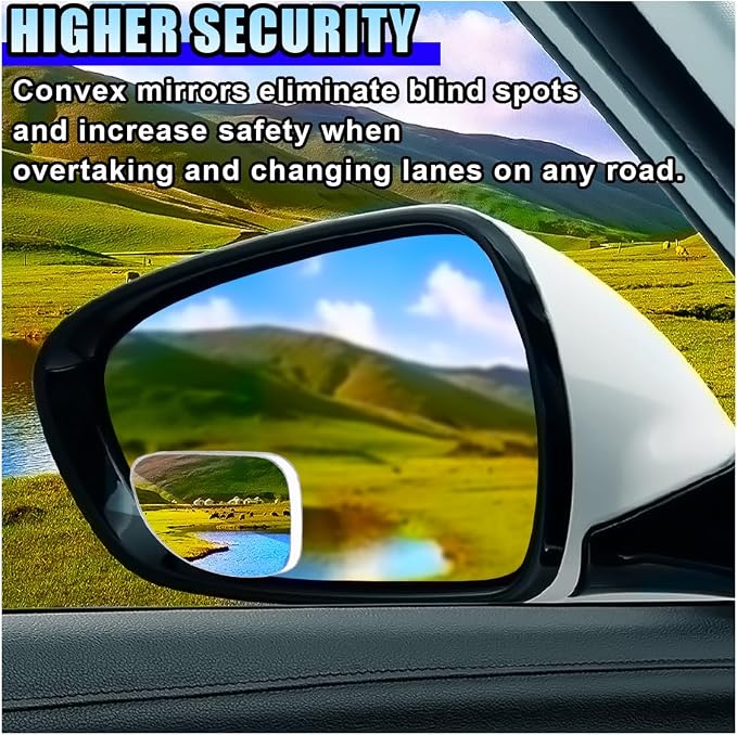 2PCS Blind Spot Car Mirror, HD Glass Rotate Adjustable Car Side Mirror, Fan Shaped Frameless Wide-angle Blind Spot Mirror, Universal Convex Rear View Mirror for Car, SUV, Truck (Fan shape)