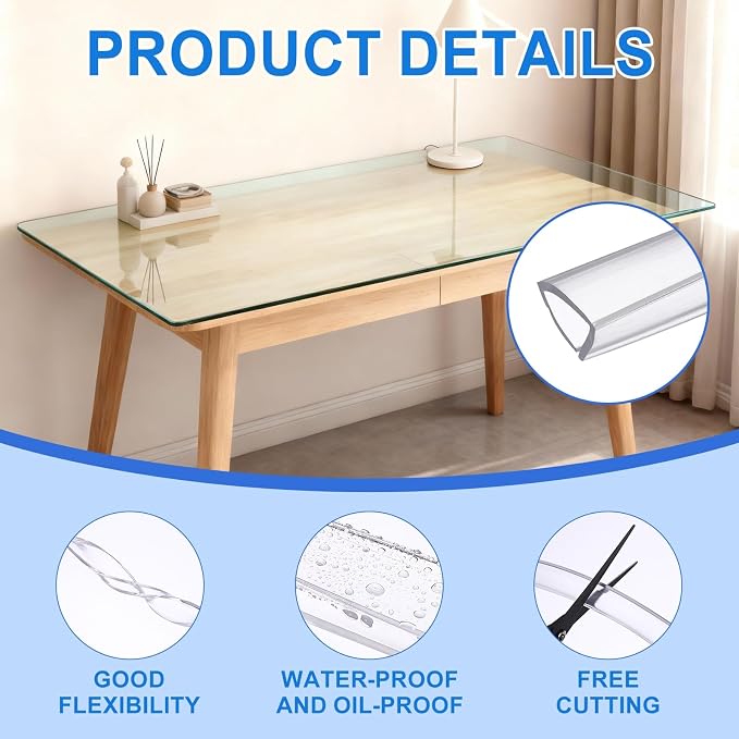Clear Edge Trim, 9.8Ft Silicone U Channel Edge Protector, Edges Guards Fits 19/32"-5/8" for Car Doors Sheet Metal Parts (13/16" W x 9/16" H)