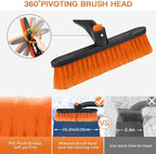 31" Snow Brush and Ice Scrapers for Car Windshield, Detachable Extendable 360° Pivoting Snow Scrapers and Brush with Ergonomic Foam Grip for Car,Truck,SUV(Orange)