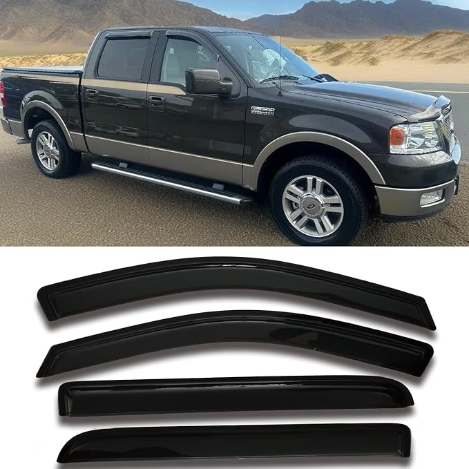 Rain Guards Window Visors Side Vent Guard Shade Sun Wind Deflectors for Ford F150 SuperCrew/Crew Cab 2004-2008,Also Fit Lincoln Mark LT 2006-2008,Sun Visor for Car,4-Pieces Set 94443