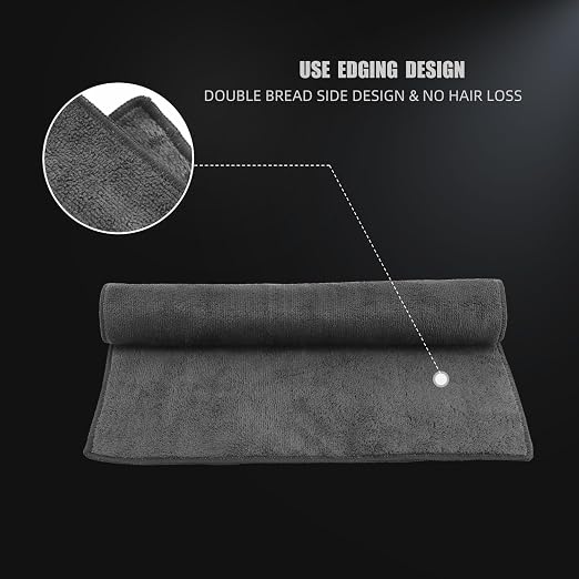 Car Microfiber Towels, Sport & Workout Towel - Gym, Exercise, Fitness, Spa, Ultra Soft, Super Absorbent, Fast Drying Premium Microfiber, 320gsm, 16in x 27in, Midnight (3-Pack)-MT036