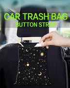 Car Trash Can, Durable Hanging Car Trash Garbage Bag, Cute Automotive Garbage Cans Organizer, Cute Golden Moon Star