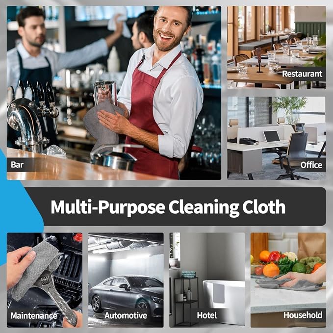 Grey Microfiber Cleaning Cloth -Pack of 24, Highly Absorbent Cleaning Rags, 16"X12" All Purpose Cleaning Towels for Housekeeping, Kitchen, Car, Lint Free and Reusable Microfiber Towels