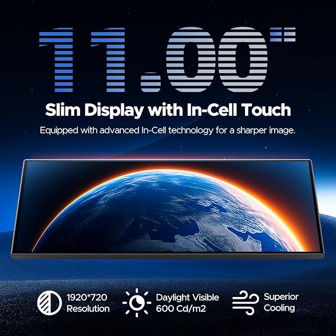 11'' Wireless Carplay Screen for Car Built-in Net-Flix YouTube Apps, Portable Touchscreen Car Stereo with Android Auto, Backup Camera, OTA Updates, Bluetooth, Voice Control, GPS Navigation,FM
