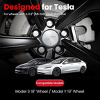 4 Pack Car Wheel Center Hub Cap Kit with 22 Lug Nut Covers, 2.2 in (56mm) Wheel Rim Covers Center Hubcaps with Emblem for Model 3 / Model Y, Silver Exterior Decoration Accessories for Tesla