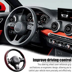 2PCS/Set Car Steering Wheel Cover, Leather Segmented Anti-Slip Automotive Wheel Protector, Soft Breathable Vehicle Steering Protection Covers, Universal Interior Accessories (Wine Red)