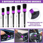 Windshield Cleaner Tool, 17Pcs Car Interior Detailing Kit, Detailing Brush, Towels, Duster, Car Cleaning Kit Interior for RVs, Truck, Trailer (Purple)