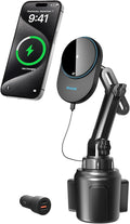 for Magsafe Car Mount Charger, 15W Fast Charging Cup Holder Phone Holder Wireless Magnetic Charger with Heat Dissipation System Only Fit iPhone 16/15/14/13/12 Series