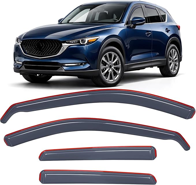 in-Channel Rain Guards Compatible with Mazda CX-5 2017-2025, Light Smoky Blue Vent Visors, Durable Window Deflectors for Fresh Air Circulation, 4PCS