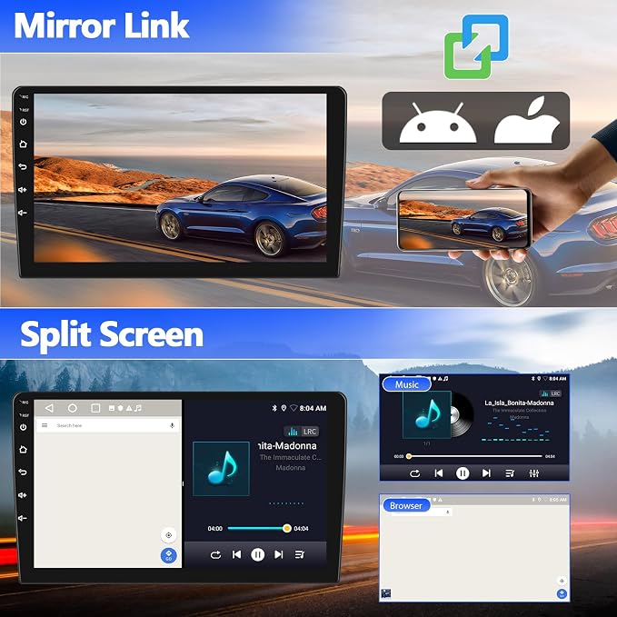2G+64G Android Car Stereo for Honda Accord 8th 2008-2013 with Wireless Carplay Android Auto Mirror Link 10.1 inch Touchscreen Car Radio with GPS Navigation WiFi 26UI Bluetooth FM Backup Camera MIC