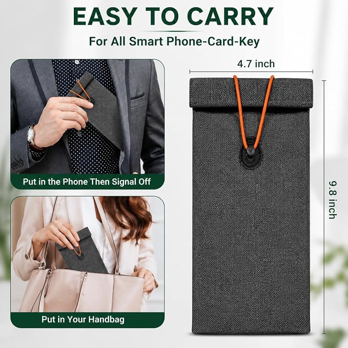 Faraday Bags for Phones and Car Keys, 2-Pack Go Dark Bags Signal Blocking Pouch for Privacy Protection, Blocks GPS WiFi Bluetooth RFID NFC, Fits Most Smartphones Gray