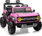 24V Ride on Toys for Big Kids, Licensed Ford Bronco Raptor 2 Seater Ride on Cars with Remote Control, Ride on Truck w/ 4-Wheeler Suspension, 3 Speeds, Led Lights, Bluetooth (24V, Pink)