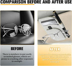 Car Sun Visor Organizer, Multi-Pocket Vehicle Sunglass Card Holder with Pen Slot, Automotive Interior Sunshade Glasses Storage Organizer, Universal Fit (White)