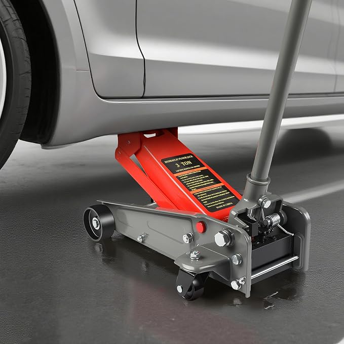 3 Ton Floor Jack, 6600LBS Heavy Duty Hydraulic Jack, Fast Lift with Wheels, Lift Range: 5.31''-18.11'', Steel Material, for Home, Garage and Repair Shops, Red