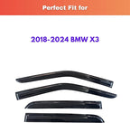 KPY Rain Guards Fit for 2018-2024 BMW X3, Out-Channel Window Visors Vent Wind Deflectors 4PC, Car Accessories for 18-24 BMW X3
