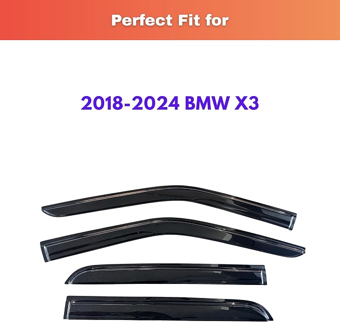KPY Rain Guards Fit for 2018-2024 BMW X3, Out-Channel Window Visors Vent Wind Deflectors 4PC, Car Accessories for 18-24 BMW X3