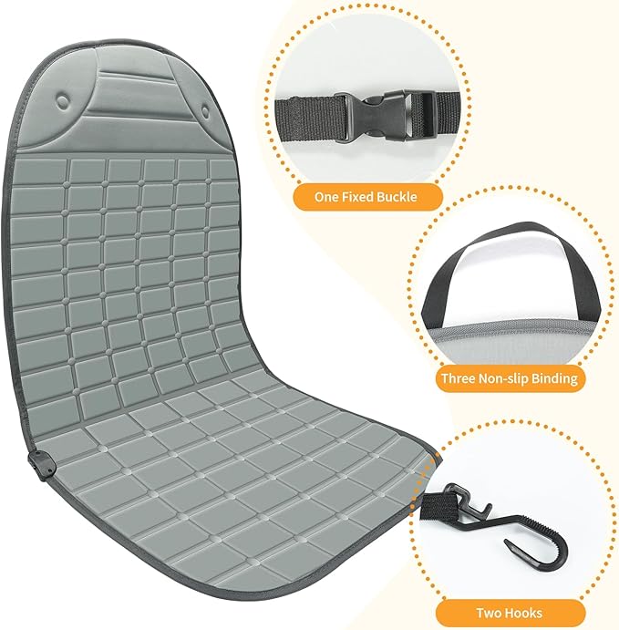 Seat Cover Comfortable Winter Seat Cushion with Adjustable Buckle for Full Back and Seat 2-Pack (Grey)