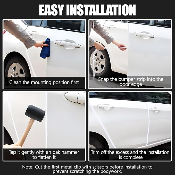 16.4Ft (5M) Car Door Edge Guards, Rubber U Shape Automotive Door Entry Guard Protector Strip, No Glue Required, Universal Vehicle Doors Edge Trim, Exterior Car Accessories (White, 16.4FT)