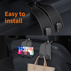 BiYiQi Headrest Hooks for Car, Seat Back Storage Hook Leather Alloy Car Purse Hook, Car Seat Storage Hanger, Car Hooks for Purses, Bags, Handbags,(2 Pack),Gray