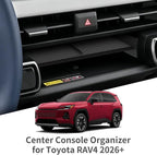 Center Console Organizer for Toyota RAV4 2026 Central Control Storage Box Insert Tray ABS and PVC Interior Auto Accessories Black 2PCS/Set