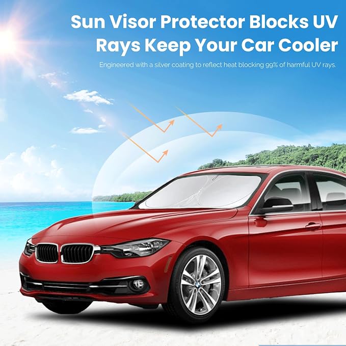 Windshield Sun Shade for 2019-2025 BMW 3 Series 328i M340i M3, Front Window Sun Visor Protector Cover Custom Fit BMW 3 Series Accessories