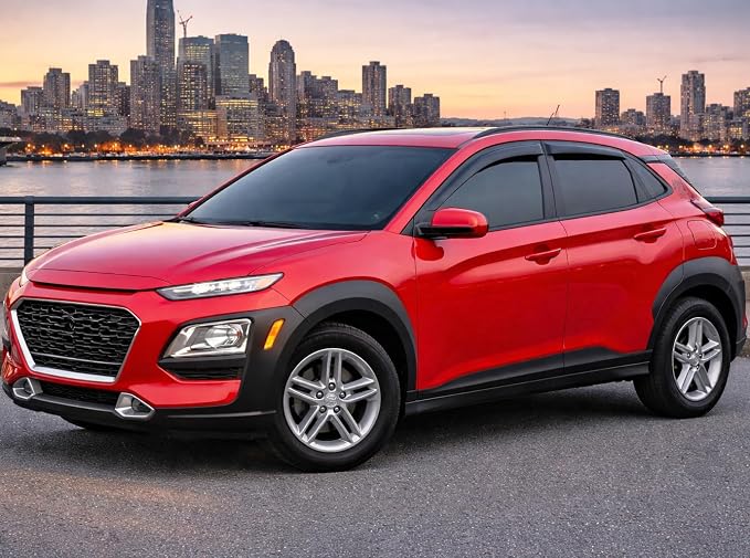 2018-2023 Tape-On Rain Guards for Hyundai Kona Side Window Visor Deflectors Se Sel Plus Night Limited Ultimate Durable Tinted Shade 2019 2020 2021 2022