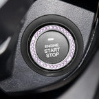 Bling Car Engine Start Ring Decals, 2PCS Crystal Rhinestone Vehicle Push Start Button Cover Sticker, Key Ignition Knob Ring, Sparkling Automotive Interior Accessories (Violet)