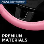 Car Steering Wheel Cover - Microfiber Leather Steering Wheel Wrap Sports 14.5-15 Inch Steering Wheel Cover Non-Slip for Men Women Pink & Pink Color