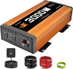 3000 watt Power Inverter Pure sine Wave 3000W 12v to 110v for car Vehicles Truck Camping Solar Panel Power Converter with Clamps and Remote car Power inverters 3000W