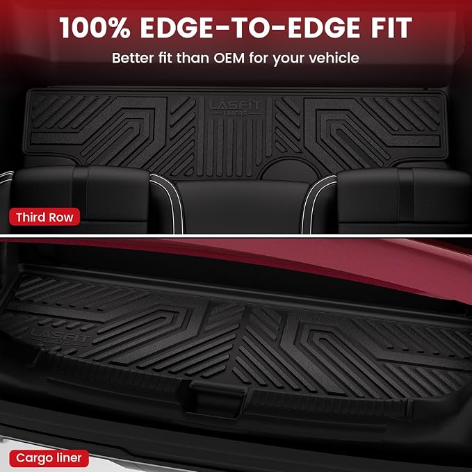 Floor Mats & Cargo Liner 2015-2020 & Only 7/8 Seats (Not for 9 Seats) for Chevrolet Chevy Tahoe/GMC Yukon(Only Yukon, Not Fit Yukon XL), All Weather TPE Custom Fit Car Floor Liners