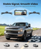 2 Wireless Backup Camera: 7.2" USB-Powered Dual Split-Screen 1080P HD Monitor with DVR Recording, Front and Rear Coverage, Stable Signal, Back Up Camera for Pickup, Trailer, SUV