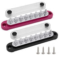 8 x M5 (#10) Studs Power Distribution Block Bus Bar 12V, 5.9" HD 120A Marine BusBar Battery Distribution Block W/Cover for Car Boat Solar (Red & Black)