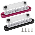 8 x M5 (#10) Studs Power Distribution Block Bus Bar 12V, 5.9" HD 120A Marine BusBar Battery Distribution Block W/Cover for Car Boat Solar (Red & Black)