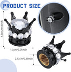 4 Pieces Crown Tire Valve Stem Caps Bling Handmade Crystal Rhinestone Universal Chrome Crown Vehicle Car Tire Caps Covers, Attractive Accessories for Car (White and Black)