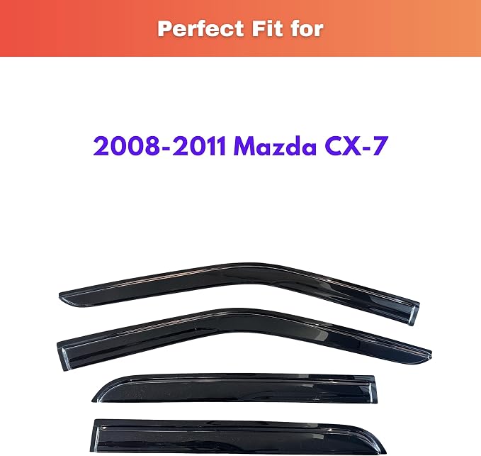 KPY Rain Guards Fit for 2008-2011 Mazda CX-7, Out-Channel Window Visors Vent Wind Deflectors 4PC, Car Accessories for 08-11 Mazda CX7