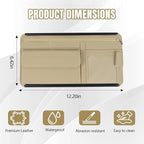 Car Visor Organizer, Leather Multi-Pocket Auto Sun Visor Storage Pouch with Sunglasses Holder, Card Holder, Zipper Pocket, Net Pocket, Pen Slot, Universal Interior Car Accessories (Beige)